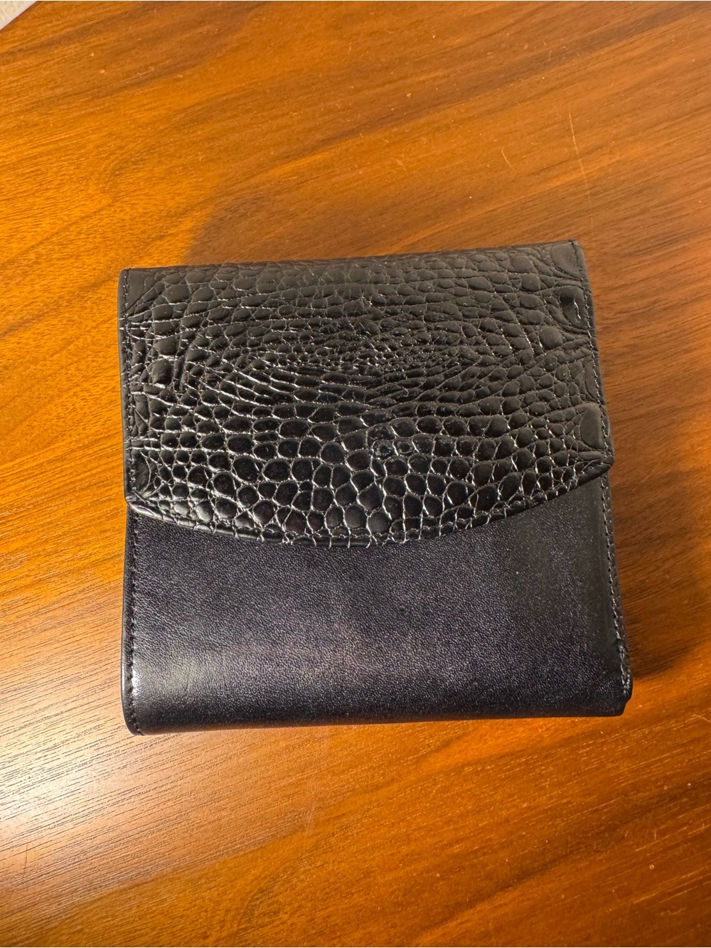 Brahmin Black Leather Croc Wallet